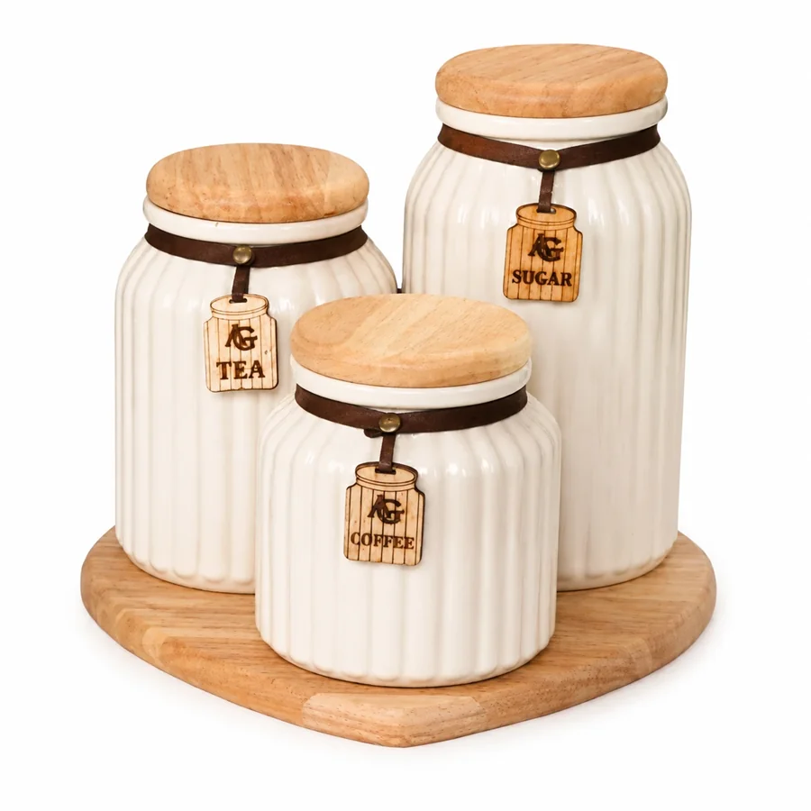 3-piece-ceramic-spice-jar-set-wooden-lid سرویس جاادویه ۳ پارچه سرامیکی با درب چوبی | طوسی، مشکی، سفید، کرم